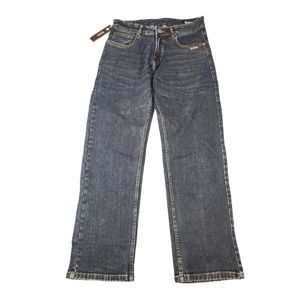 BOSS Hugo Boss Mens Straight Fit Denim Jeans Acid Wash Blue NWT 32x32 Brand New
